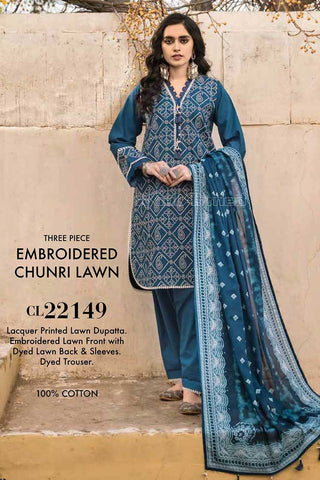 Gul Ahmed 3 Piece Embroidered Lawn Suit CL22149 Chunri Lawn Collection 2022