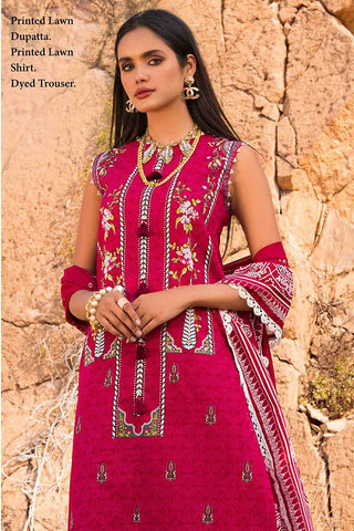 3 Piece Printed Lawn Suit DN22076 Red Printed Lawn Collection