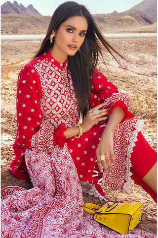 Gul Ahmed 3 Piece Printed Lawn Suit DN22082 Red Printed Lawn Collection 2022