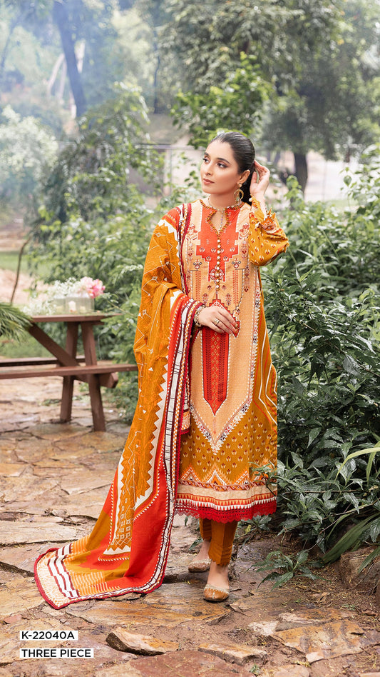 Picture of Gul Ahmed - 3 Piece Printed Khaddar Suit K22040A Winter Printed Khaddar Collection - Available at Raja Sahib