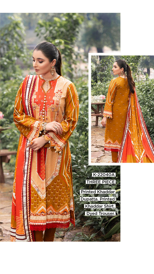 Picture of Gul Ahmed - 3 Piece Printed Khaddar Suit K22040A Winter Printed Khaddar Collection - Available at Raja Sahib