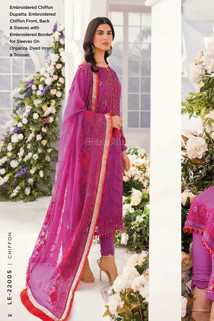 Picture of Gul Ahmed - 3PC Chiffon Embroidered Suit LE22005 Summer Premium Lawn Collection - Available at Raja Sahib