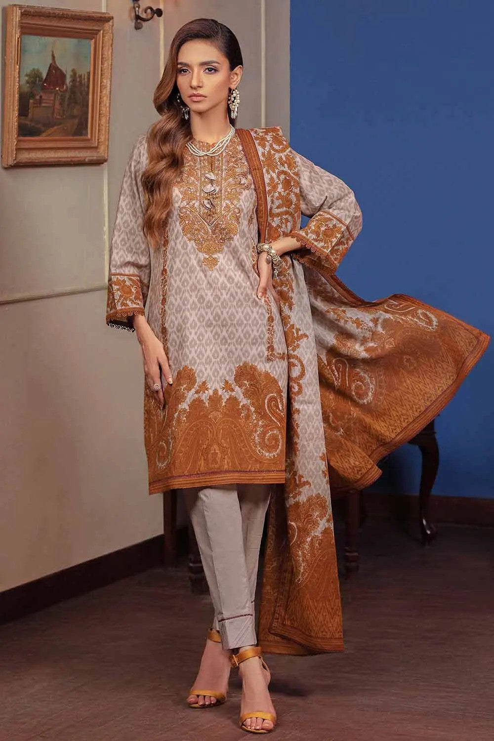 Picture of Gul Ahmed - 2PC Cotton Printed Embroidered Suit TCE 22002 Pre Fall Cambric Collection - Available at Raja Sahib