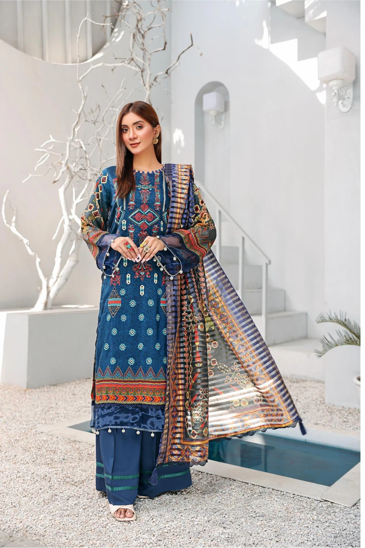 Picture of Lala - UNS 025 Kesa Embroidered Print Viscose Collection - Available at Raja Sahib