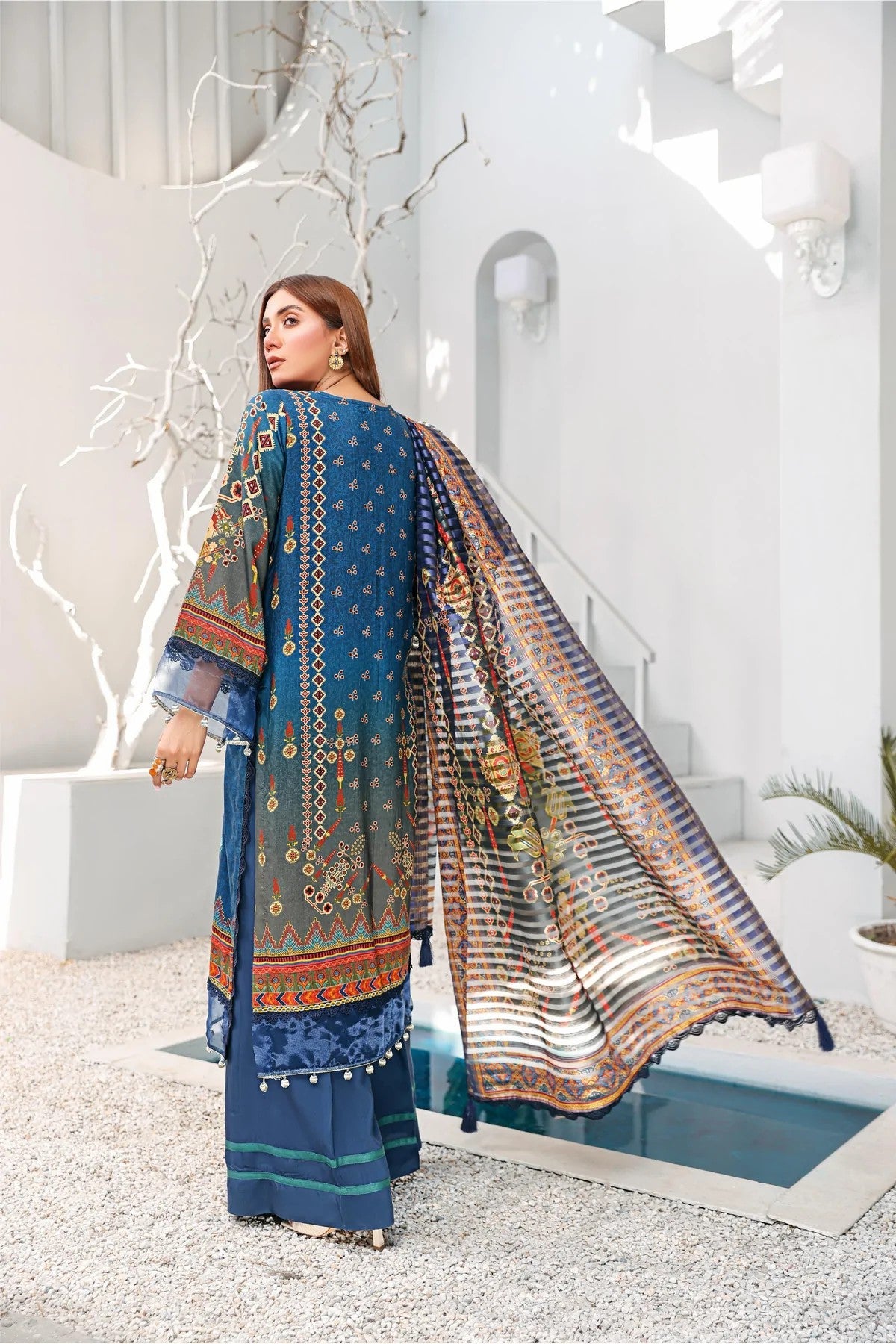 Picture of Lala - UNS 025 Kesa Embroidered Print Viscose Collection - Available at Raja Sahib