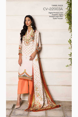 3 PC Embroidered Linen Suit CV22003A Winter Collection Vol 3