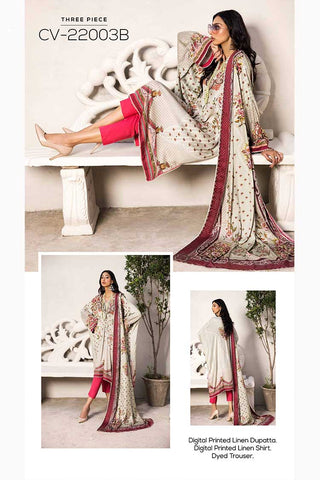 3 PC Embroidered Linen Suit CV22003B Winter Collection Vol 3