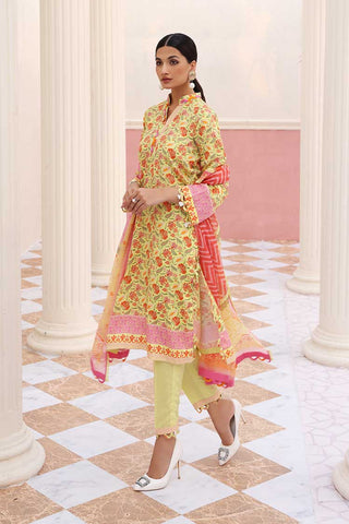 3 PC Printed Satin Suit DS22003 Aangan Collection
