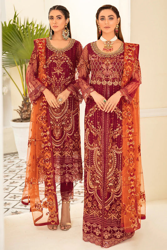 Picture of Ramsha - M 510 Minhal Embroidered Chiffon Collection Vol 5 - Available at Raja Sahib