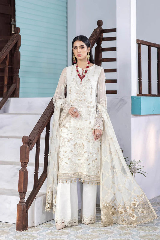 Picture of Flossie - 01 Summer White Safeera Luxury Collection Vol 10 - Available at Raja Sahib