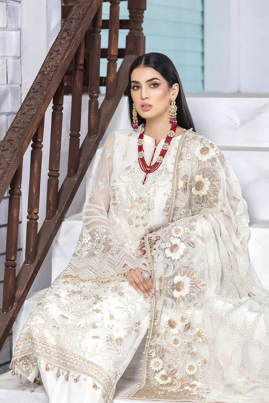 Picture of Flossie - 01 Summer White Safeera Luxury Collection Vol 10 - Available at Raja Sahib