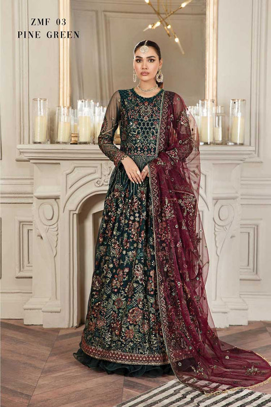 Picture of Zarif - ZMF 03 Pine Green Mehroze Festive Formal Collection - Available at Raja Sahib