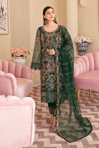 M 609 Minhal Embroidered Chiffon Collection Vol 6