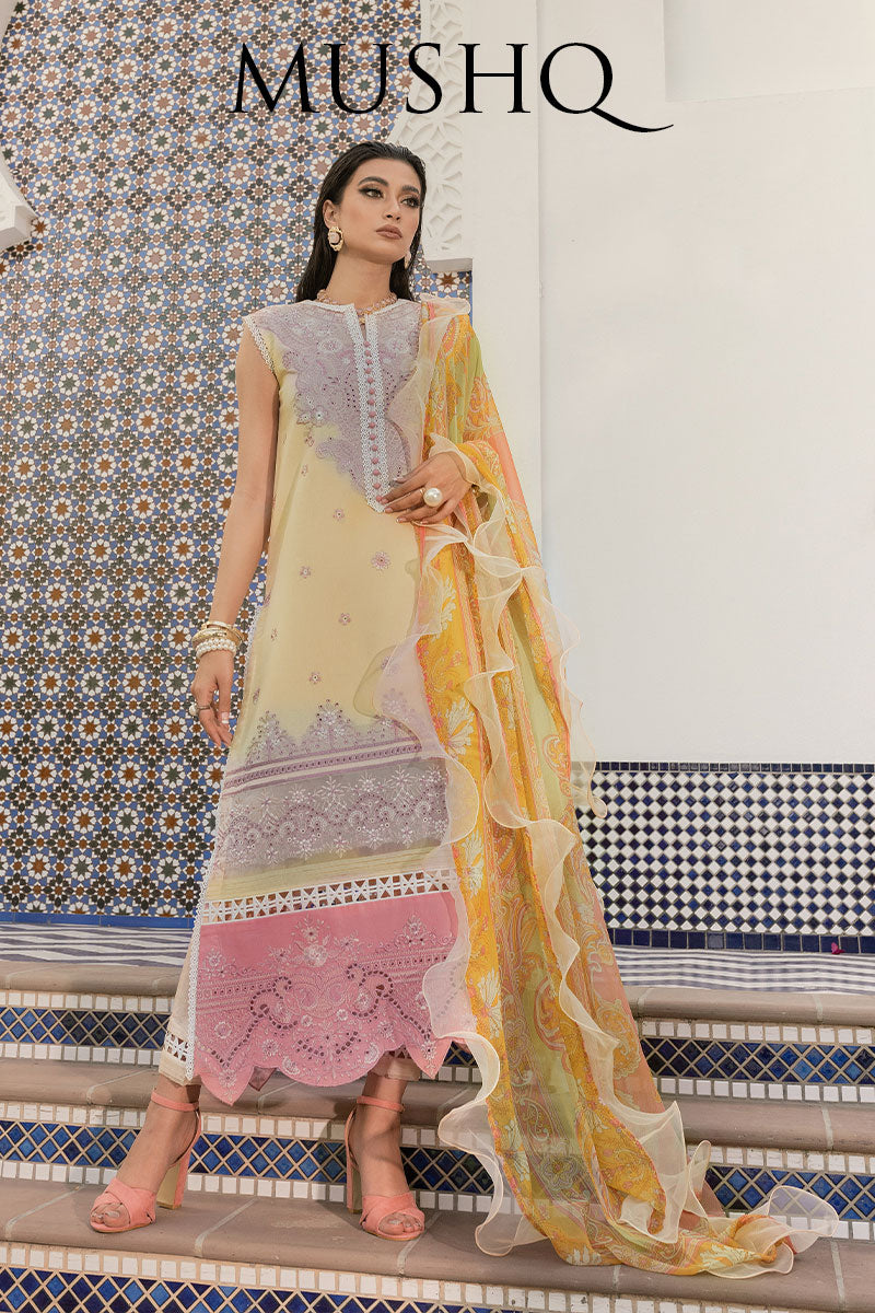 Picture of Mushq - Peach Peony HM22 01B Hemline Casablanca Spring Summer Lawn Collection - Available at Raja Sahib