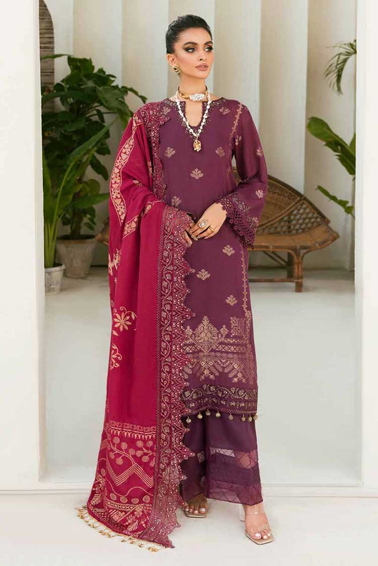 Picture of Nureh - NJ 45 Maya Embroidered Cambric Jacquard Collection - Available at Raja Sahib