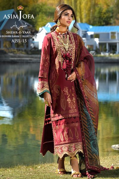 Picture of Asim Jofa - AJSL 15 Shehr e Yaar Luxury Lawn Collection - Available at Raja Sahib