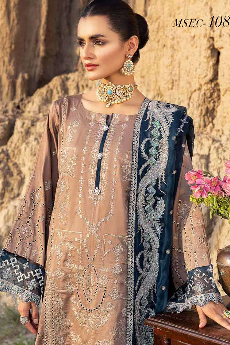 Picture of Muscari - MSCE 108 Satin Cotton Embroidered Collection - Available at Raja Sahib