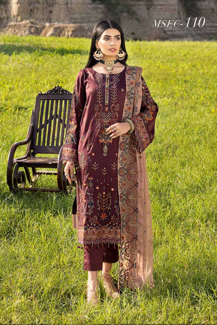 Picture of Muscari - MSCE 110 Satin Cotton Embroidered Collection - Available at Raja Sahib