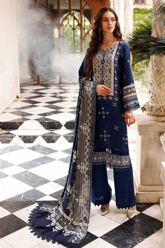 Picture of Nureh - NWG 79 Gardenia Embroidered Slub Linen Collection Vol 3 - Available at Raja Sahib