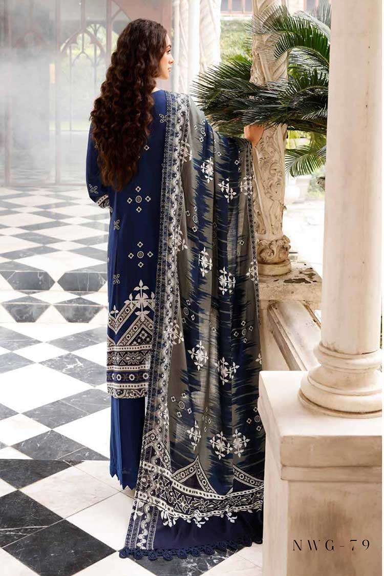 Picture of Nureh - NWG 79 Gardenia Embroidered Slub Linen Collection Vol 3 - Available at Raja Sahib