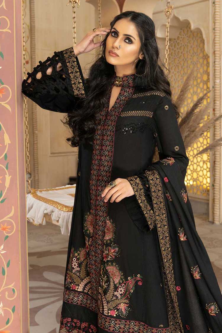 Picture of Anamta - 02 Black Motif Dans Le Imperial Winter Shawl Series Vol 3 2022 - Available at Raja Sahib