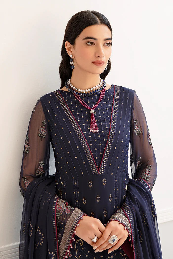 Picture of Flossie - S 1104 Indigo Couture Safeera Embroidered Chiffon Collection Vol 11 - Available at Raja Sahib