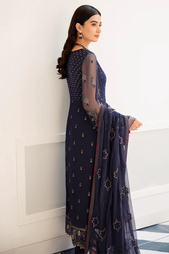 Picture of Flossie - S 1104 Indigo Couture Safeera Embroidered Chiffon Collection Vol 11 - Available at Raja Sahib