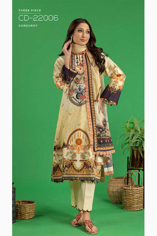 3 PC Embroidered Corduroy Suit CD22006 Winter Collection Vol 3