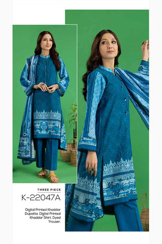 3 PC Embroidered Khaddar Suit K22047A Winter Collection Vol 3