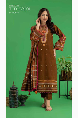 2 PC Embroidered Corduroy Suit TCD22001 Winter Collection Vol 3