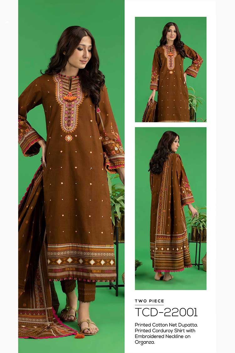 Picture of Gul Ahmed - 2 PC Embroidered Corduroy Suit TCD22001 Winter Collection Vol 3 - Available at Raja Sahib