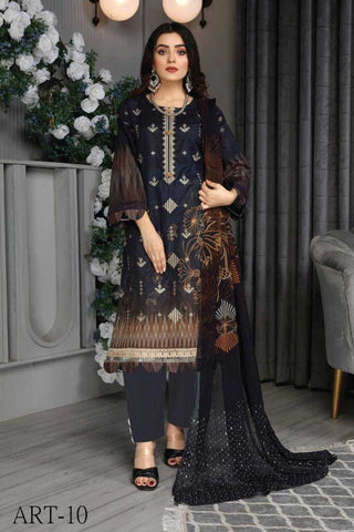 ART 10 Swarouski Digital Printed Embroidered Lawn Collection