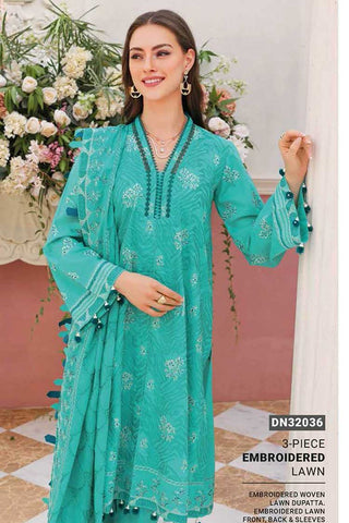 3 PC Embroidered Lawn Suit DN32036 Summer Essential Lawn Collection