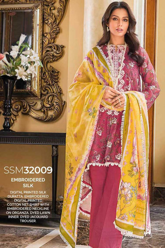 Picture of Gul Ahmed - 3 PC Embroidered Cotton Net Suit SSM32009 Summer Premium Lawn Collection - Available at Raja Sahib