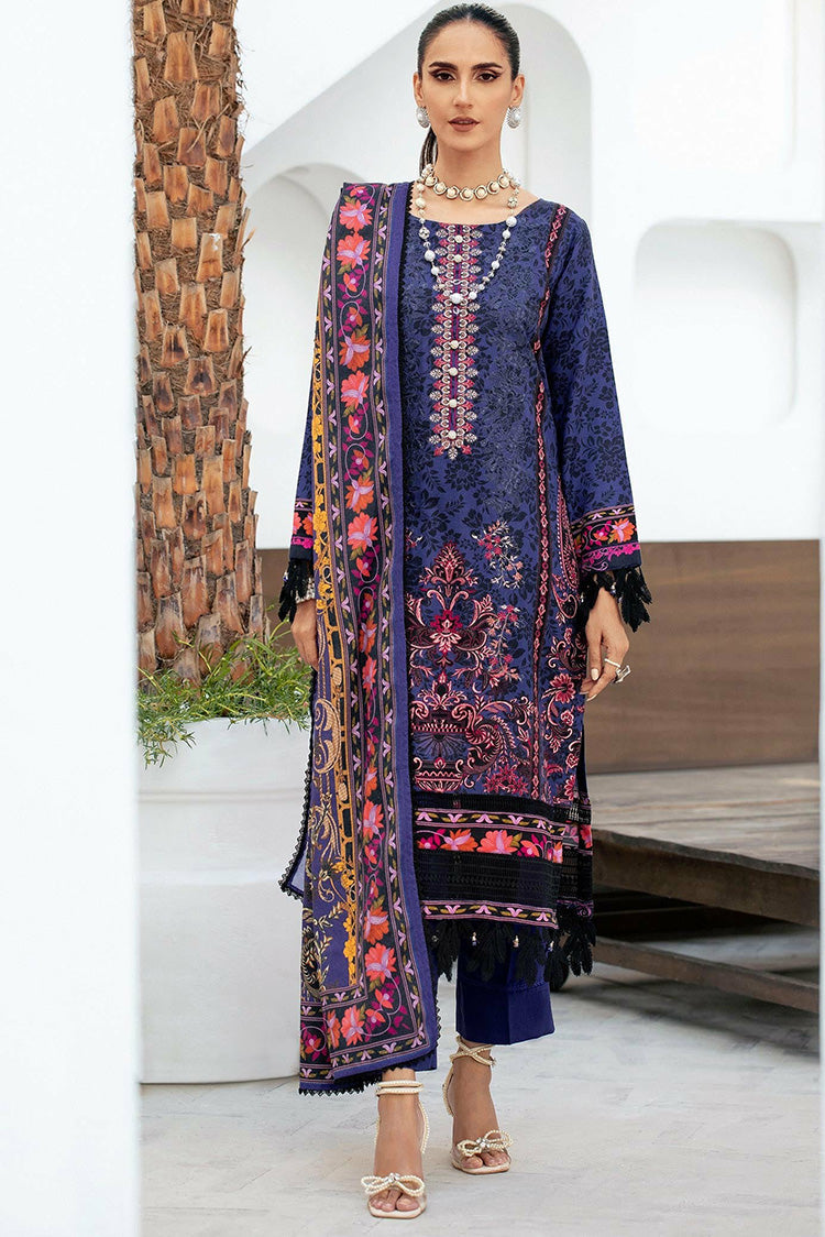 Picture of Lala - LW 0028 Blossom Embroidered Slub Linen Collection - Available at Raja Sahib