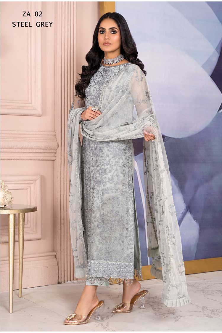 Picture of Zarif - ZA 02 Steel Grey Afreen Luxury Formals - Available at Raja Sahib