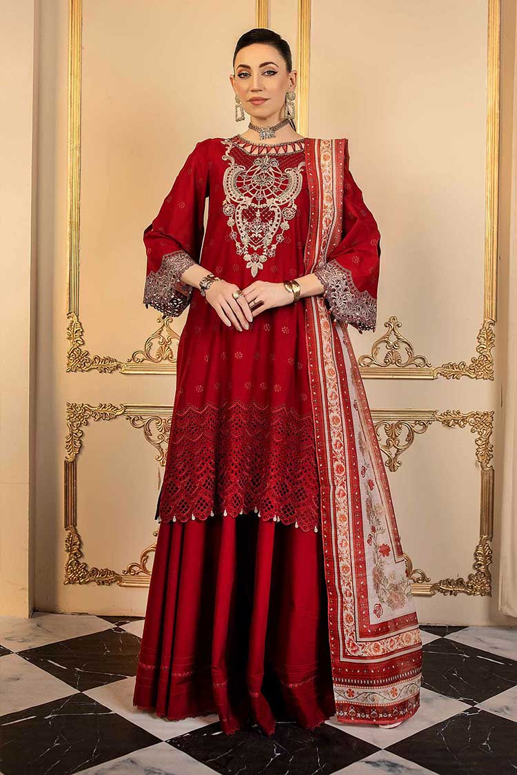 Picture of Meem - 08 Royal Red Anaya Luxury Lawn Collection - Available at Raja Sahib