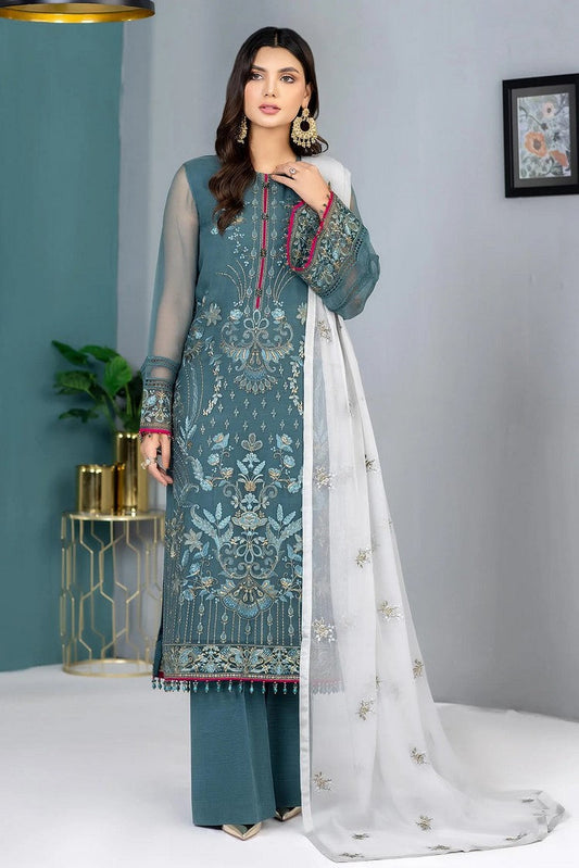 Picture of Flossie - K 1303 Aquamarine Kuch Khas Embroidered Chiffon Collection Vol 13 - Available at Raja Sahib