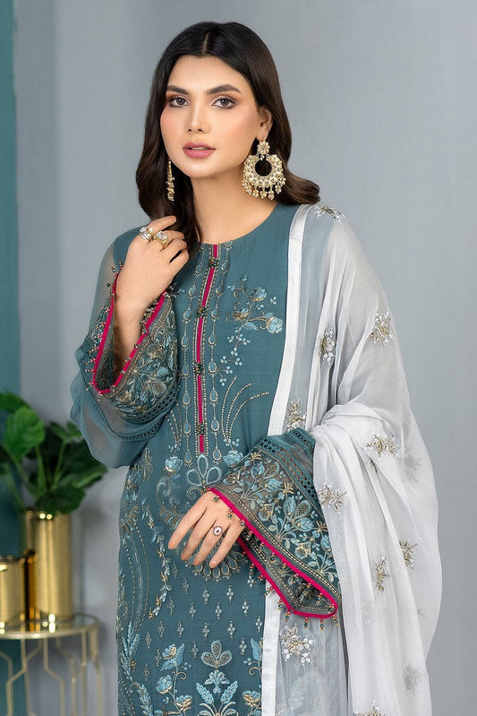 Picture of Flossie - K 1303 Aquamarine Kuch Khas Embroidered Chiffon Collection Vol 13 - Available at Raja Sahib