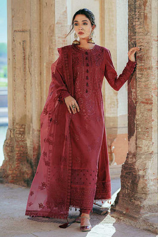 D 02 Scarlet Maroon Bahar e Nau Luxury Eid Lawn Collection