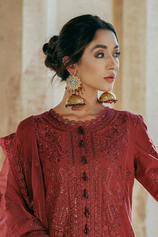 D 02 Scarlet Maroon Bahar e Nau Luxury Eid Lawn Collection