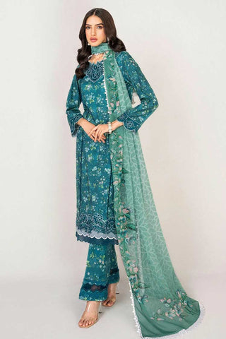 SH 06 Teal Bloom Serene Luxury Lawn Collection