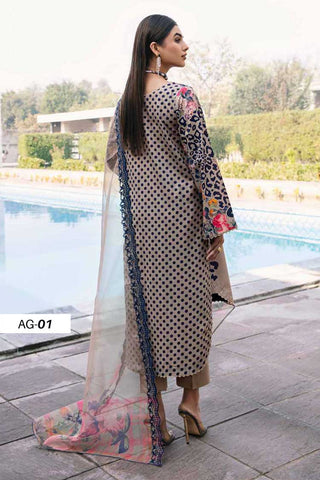 AG 01 Aaghaz Embroidered Lawn Collection Vol 1