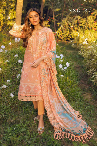NSG 87 Gardenia Embroidered Printed Lawn Collection Vol 1