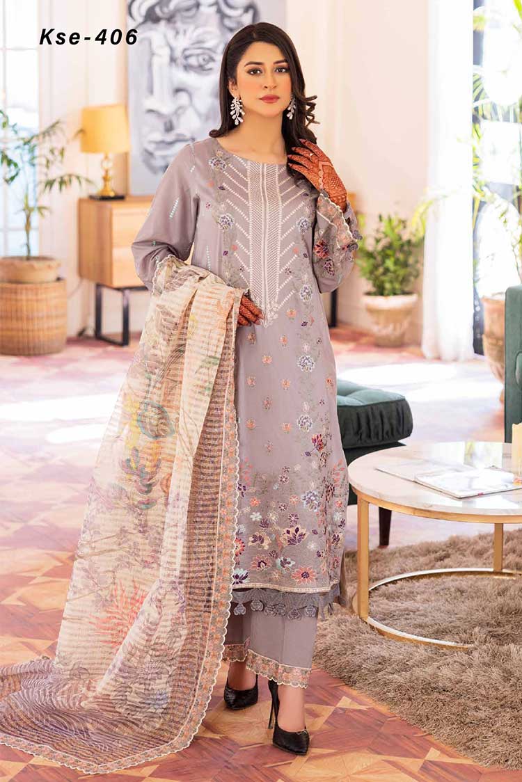 Picture of Shaista - KSE 406 Khadija Embroidered Lawn Collection - Available at Raja Sahib