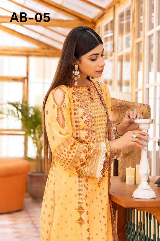 Picture of Shaista - AB 05 Embroidered Lace and Duppata Collection - Available at Raja Sahib