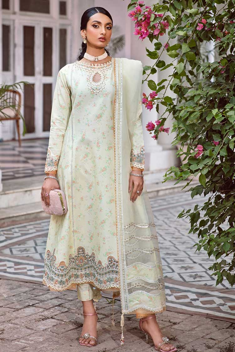 Picture of Jazmin - 06 Lime Primrose Iris Lawn Spring Summer Collection - Available at Raja Sahib