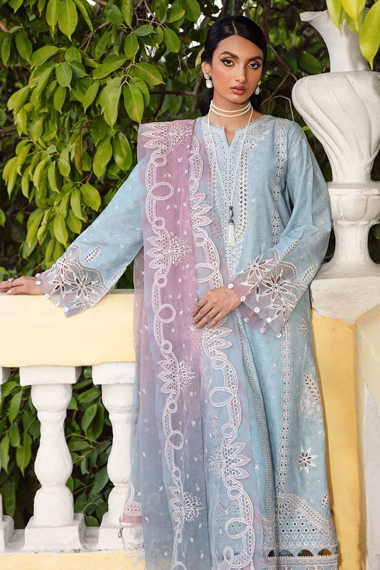 Picture of Jazmin - 08 Powder Blue Iris Lawn Spring Summer Collection - Available at Raja Sahib