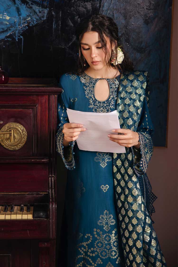 Picture of Nureh - NJ 83 Maya Embroidered Cambric Jacquard Collection - Available at Raja Sahib