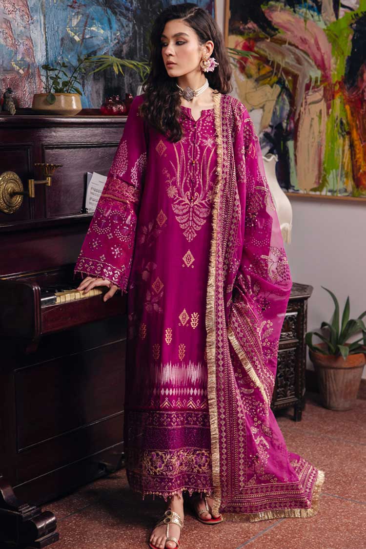 Picture of Nureh - NJ 85 Maya Embroidered Cambric Jacquard Collection - Available at Raja Sahib